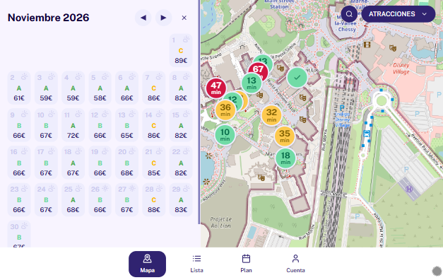 Calendrier d'affluence de Disneyland Paris