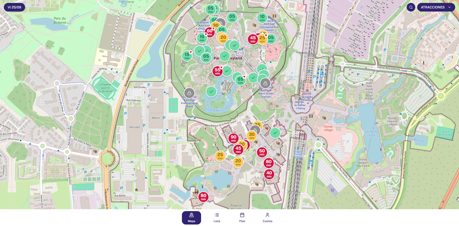 Crowd comparison between Parc Disneyland and Disney Adventure World