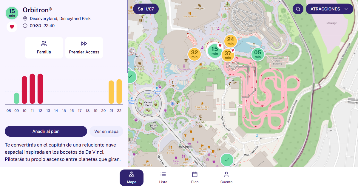MagicWait Paris showing wait times