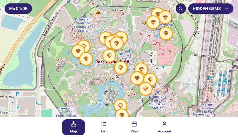 The Magic Wait Paris Interactive Map with gem filter activated