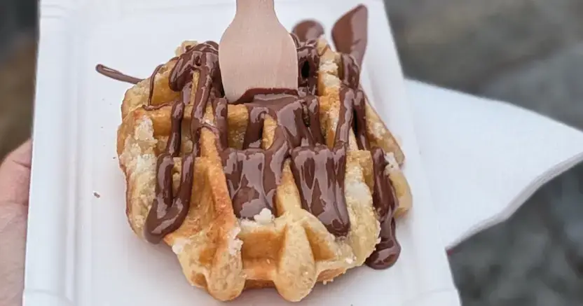 A Waffle with Chocolate at Disneyland Paris
