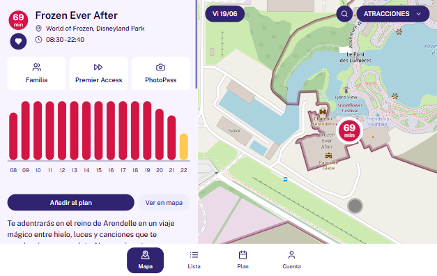 Frozen Ever After demand data at Disneyland Paris