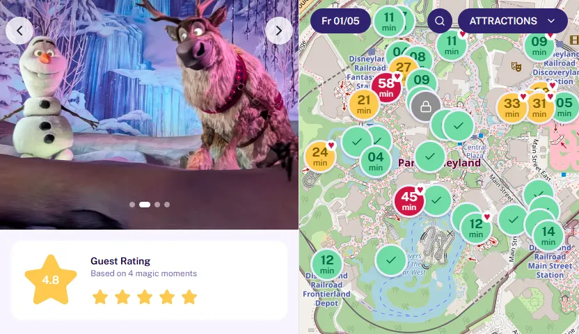 Système de notation par étoiles, galerie multimédia et carte avec plan terminé dans MagicWait Paris